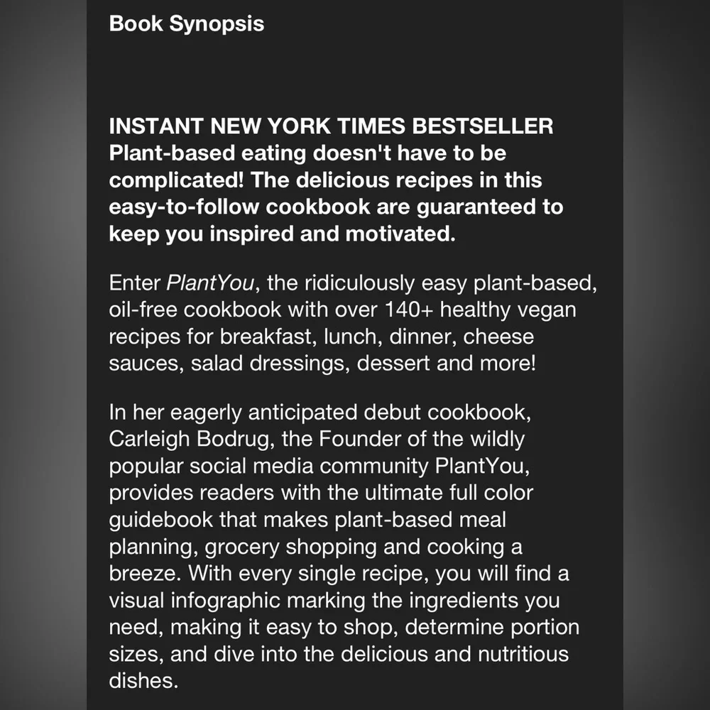 Plant You Plant-Based Cookbook by Carleigh Bodrug
